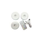 Luz Led Redonda Inalámbrica Adhesiva - 3 Unidades - Con Control Remoto - RGB Multicolor - Recargable USB C