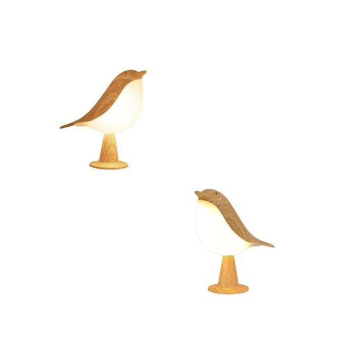 Velador Lampara Mesa Noche Pajaro - Led Tactil - Recargable USB C - Luz Blanca / Calidad / Combinable